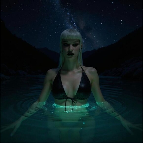 Shimmer Black String Bikini XL-2XL Metal Accents Tie Closure by Devil’s Fashion - Picture 6 of 6